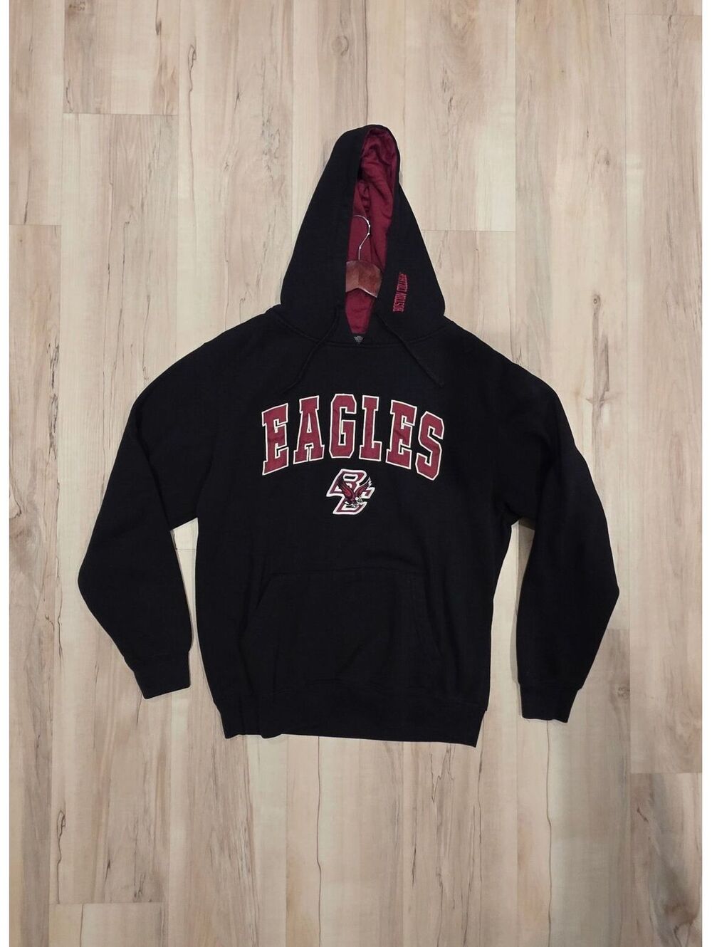 Colosseum Men's Black and Maroon Boston College Eagles Hoodie Size M